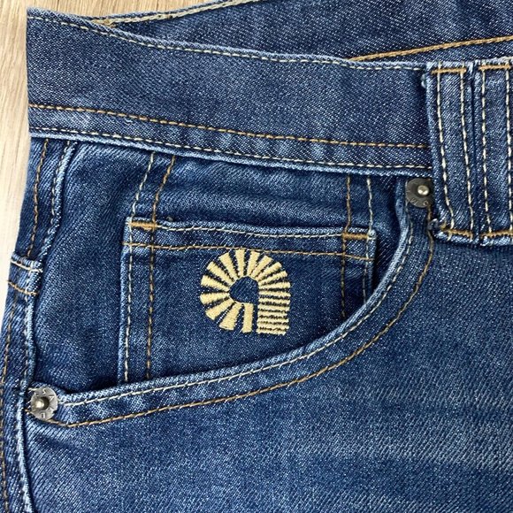 AKDMKS Jeans Wm Sz 16 Distressed Embroidered - Picture 3 of 11